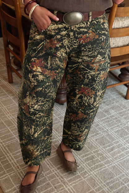 Multicolour Western Woodland Camouflage Straight Leg Shift Jeans