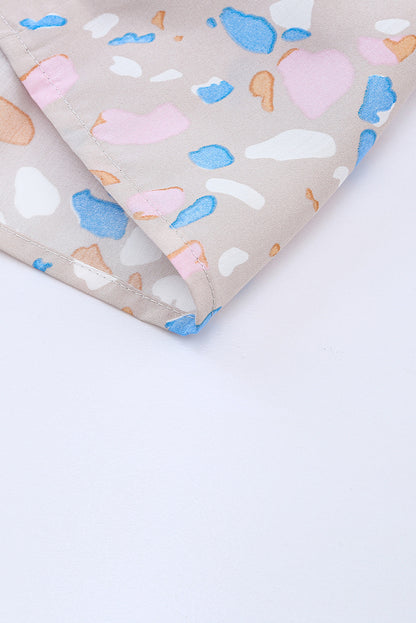 Robe kaki à imprimé croisé et col en V, manches flottantes