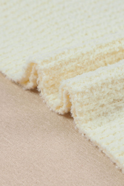 Apricot Cropped V Neck Fuzzy Sweater