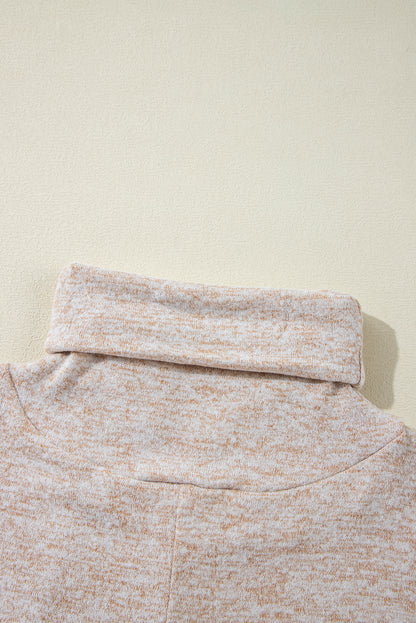 Haut fendu à manches longues et col montant avec cordon de serrage et imprimé abricot