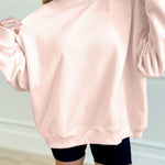 Apricot Pink Oversize Mock Neck Sweatshirt