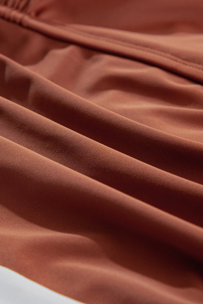 Maillot de bain tankini 2 pièces rouge minéral avec cordon de serrage et effet gainant