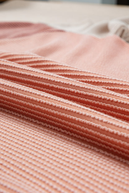 T-shirt côtelé colorblock rose grande taille