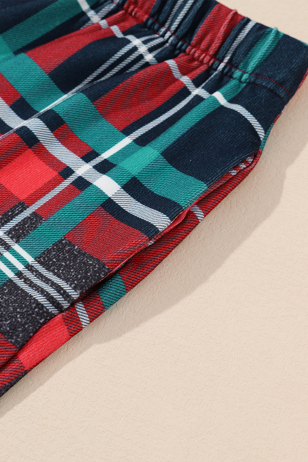 Multicolor ALL IS BRIGHT Graphic Christmas Plaid Pajamas Set