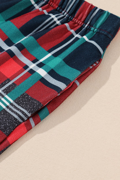 Multicolor ALL IS BRIGHT Graphic Christmas Plaid Pajamas Set