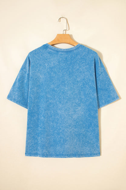 Blue USA Star Print Mineral Washed Cotton Tee