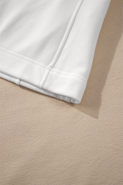 Sweat-shirt blanc à col zippé et épaules tombantes