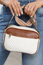 White Quilted Contrast Color Square Crossbody Shoulder Bag