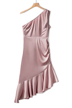 Asymmetric One-shoulder Ruffle Cocktail Party Dress