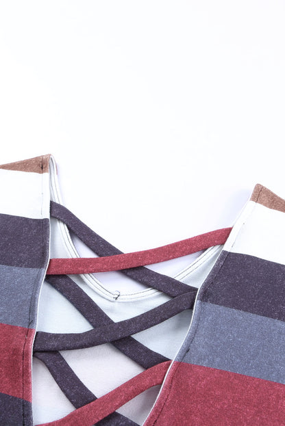 Haut à manches longues à rayures et dos croisé 