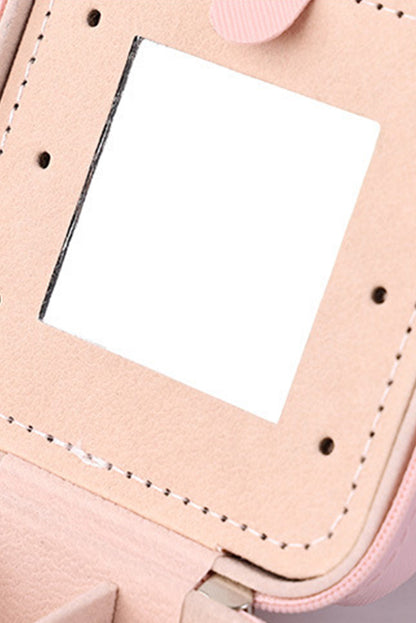 Coffret à bijoux graphique en chenille rose avec miroir