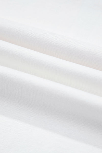 White MAMA Printed Tee and Plaid Shorts Lounge Set