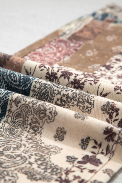 Khaki Western/ Patchwork Print Casual Shift Jeans