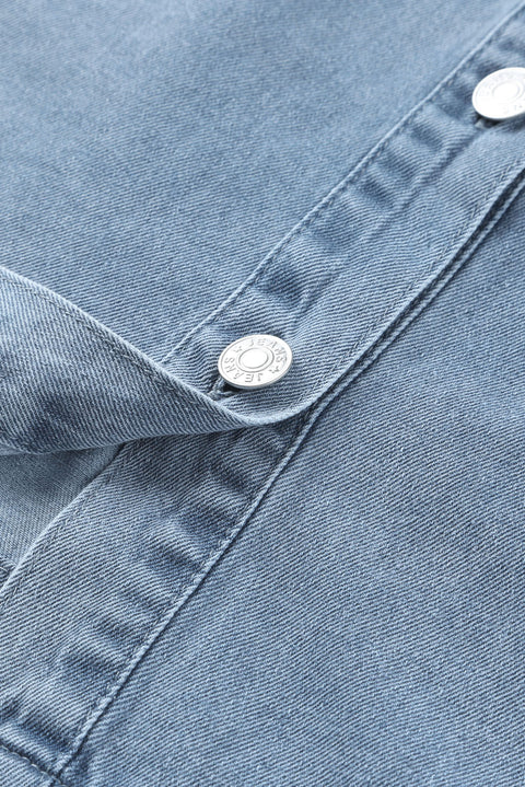Minivestido vaquero de manga larga con botones gris