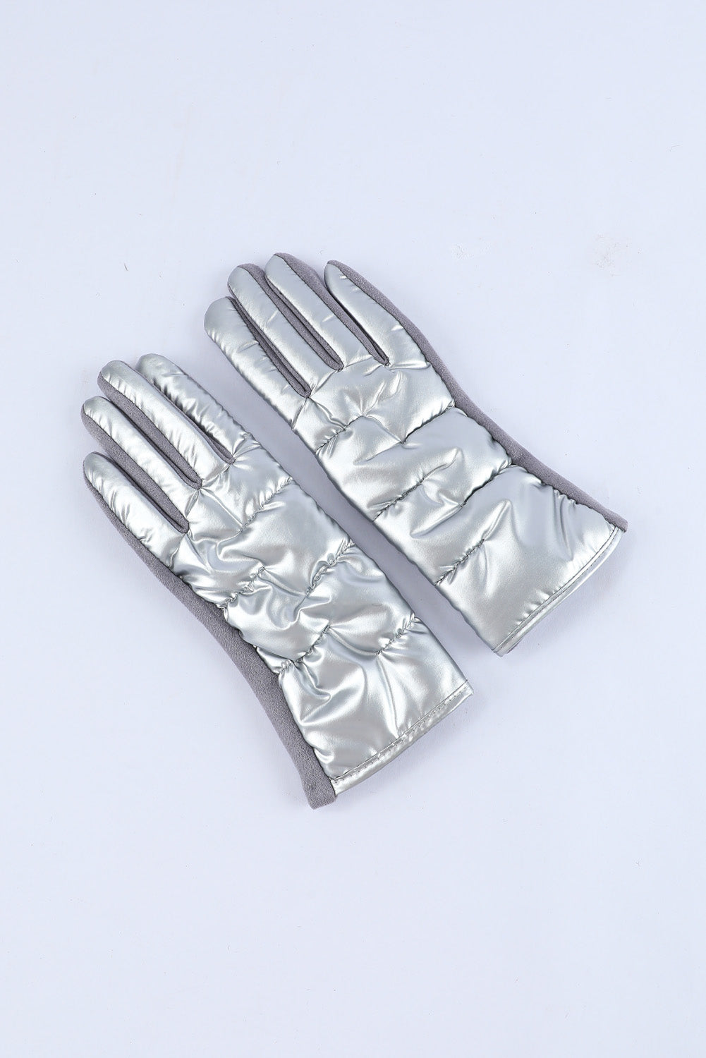Gray Shiny Touch Screen Cycling Gloves