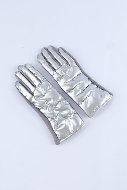 Gray Shiny Touch Screen Cycling Gloves