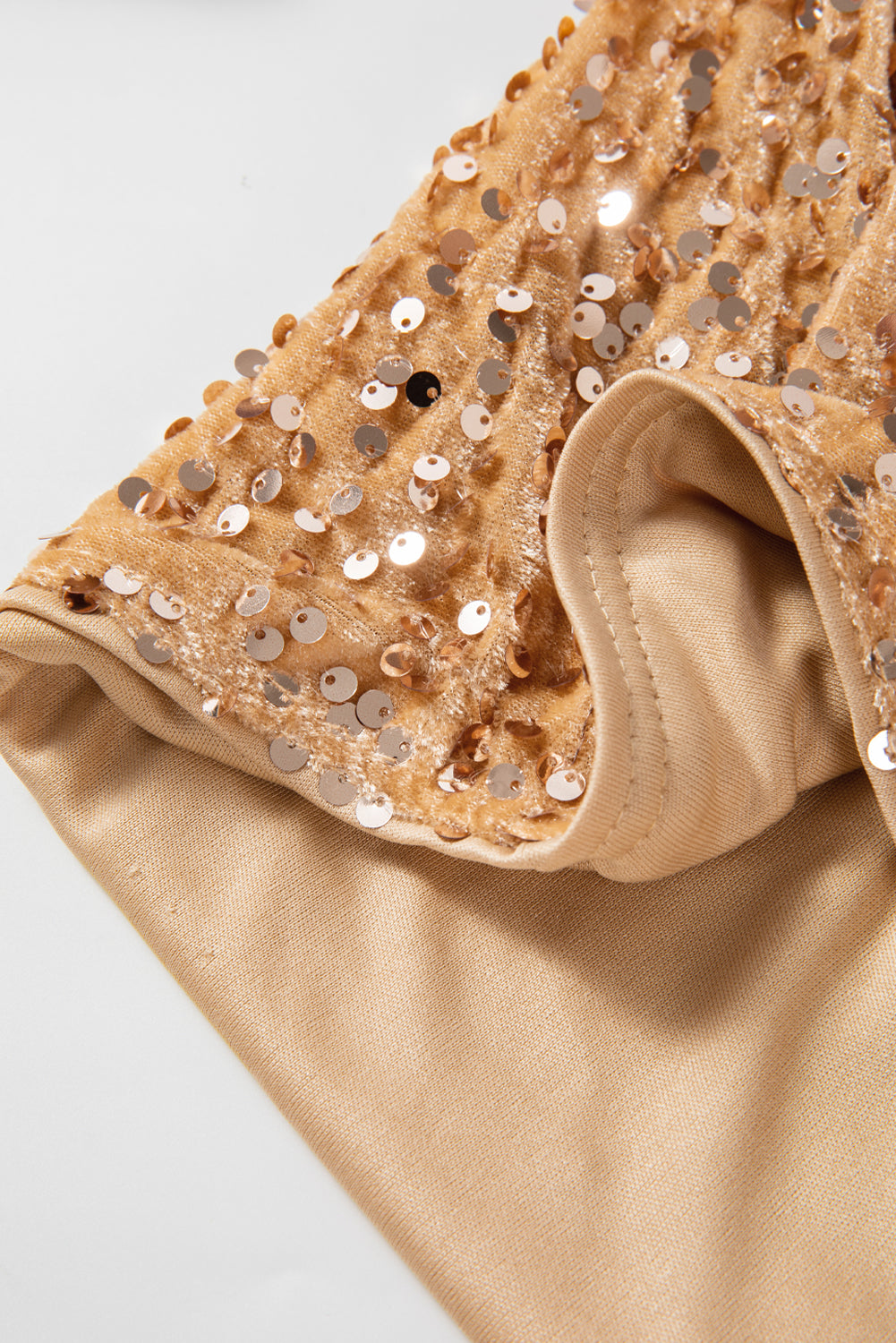 Veste courte ouverte à paillettes en polaire dorée