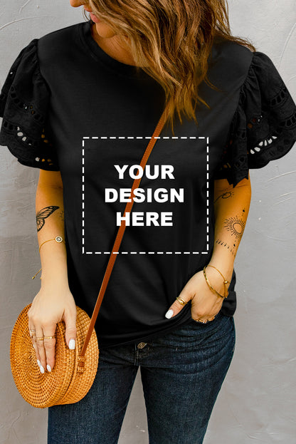 T-shirt à manches volantées ajourées