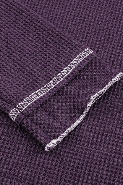 Tillandsia Purple Textured Round Neck Long Sleeve Top