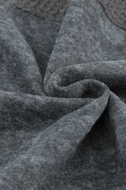 Khaki Waffle Patchwork Vintage Washed Hooded Jacket