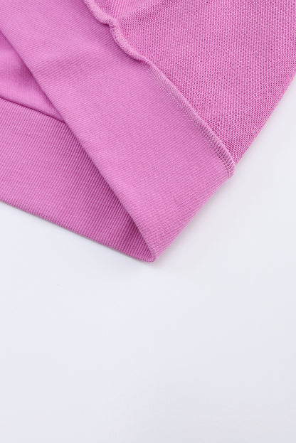 Purple Oversized Exposed Seam Henley Sweatshirt