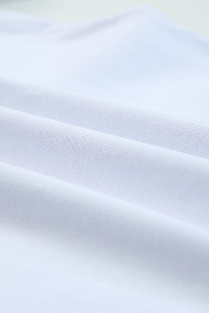 Camiseta con cuello en V y mangas abullonadas 