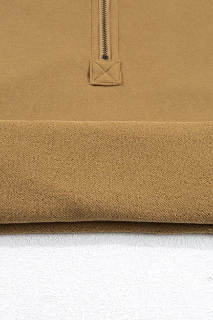 Sweat à capuche ample doublé en polaire marron avec poches kangourou à demi-fermeture éclair