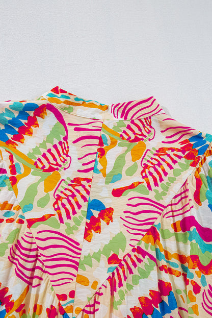 Chemise oversize orange à imprimé abstrait