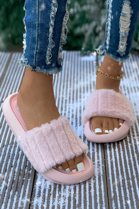 Pink Plush Band Comfy Home Slippers