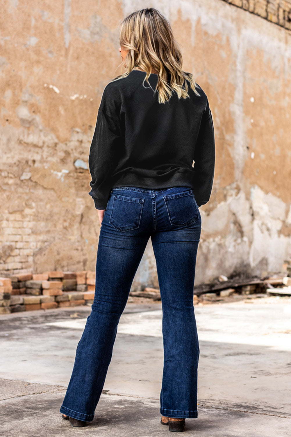 Sudadera tipo jersey de manga larga con estampado de letras Hey Boo