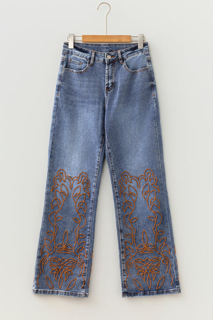 Ashleigh Blue Embroidered Flare Leg Jeans