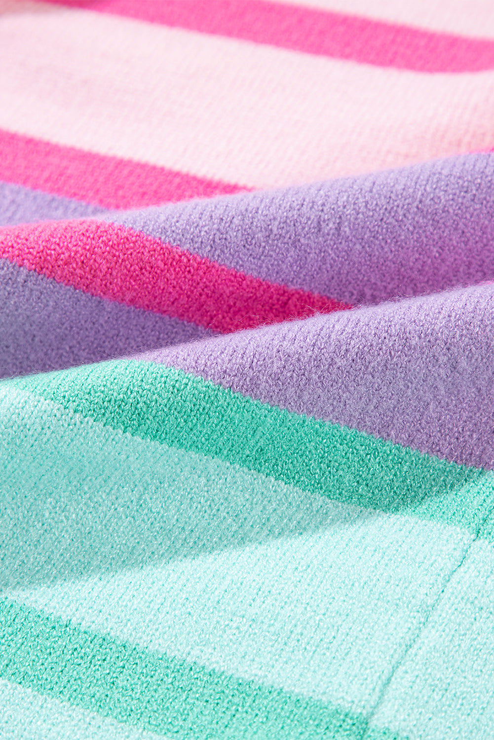 Pull ample à rayures dégradées multicolores et bords côtelés