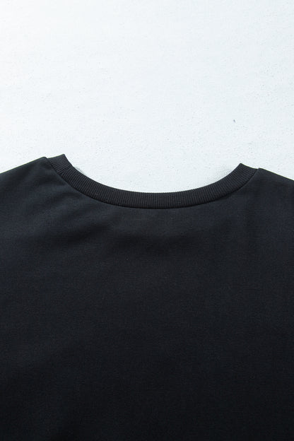 Black Rugby Game Day Patchwork Graphic Plus Size Sweatshirt