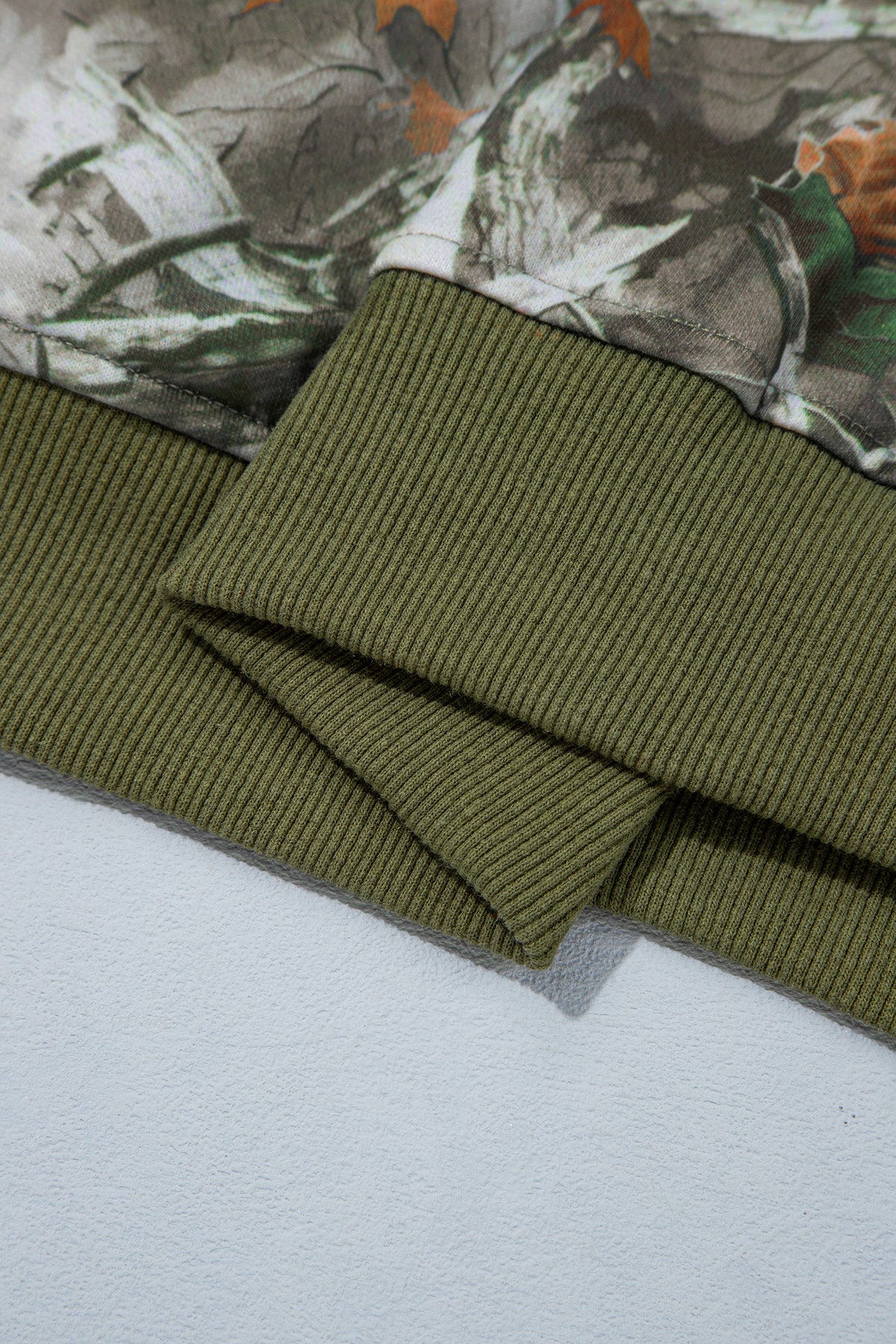 Green Western Camo/Mallard Letter Print Baggy Pullover Sweatshirt