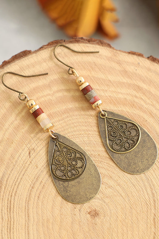 Pendientes de gancho con cuentas de lágrima de cobre vintage