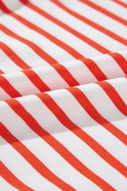 Sweat-shirt ample à rayures orange et épaules tombantes, col ras du cou