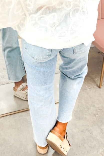 Beau Blue Patriotic Sequin Stars Patch Pocket Shift Jeans