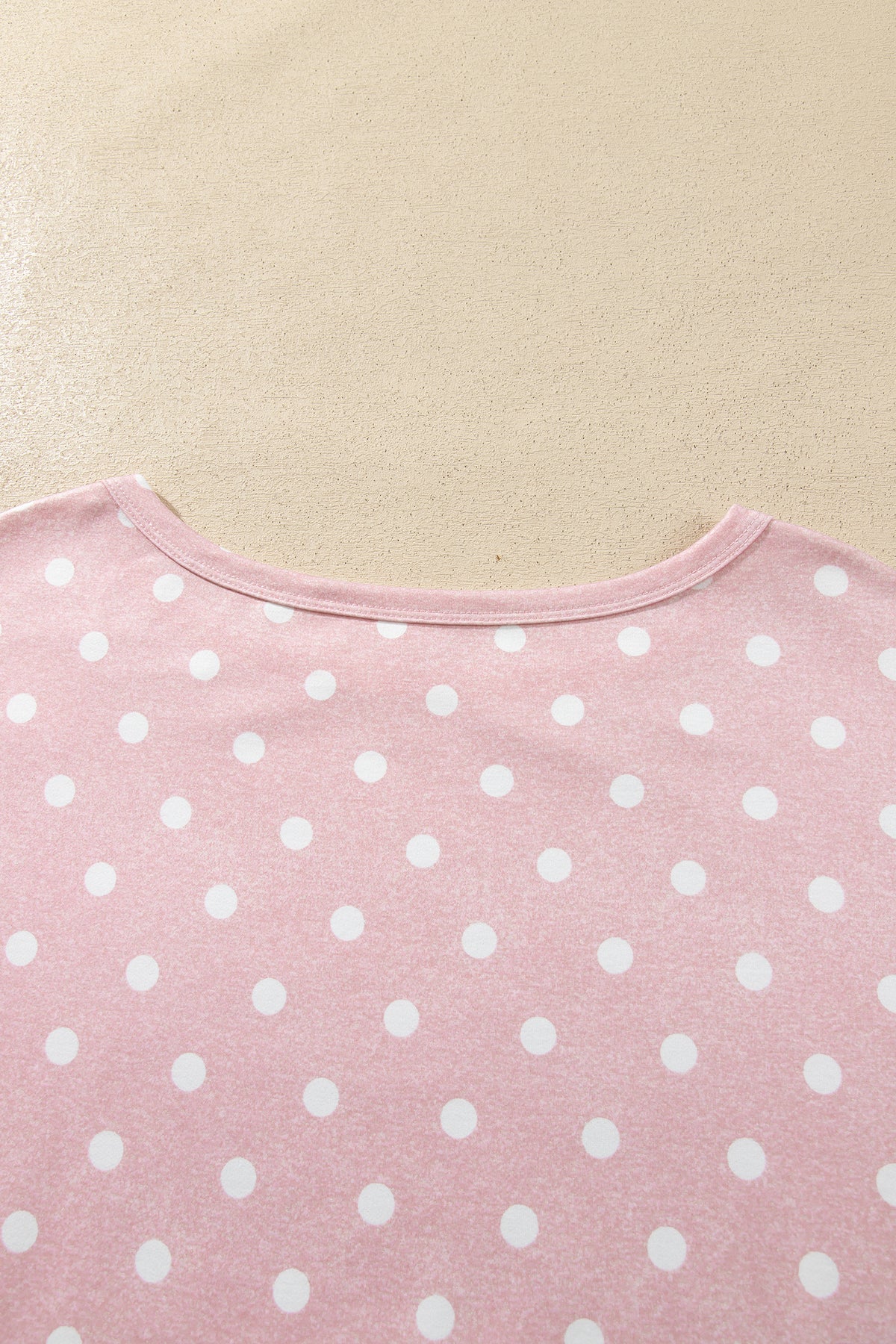 Pink Polka Dot Long Sleeve Top Drawstring Shorts Loose 2pcs Set