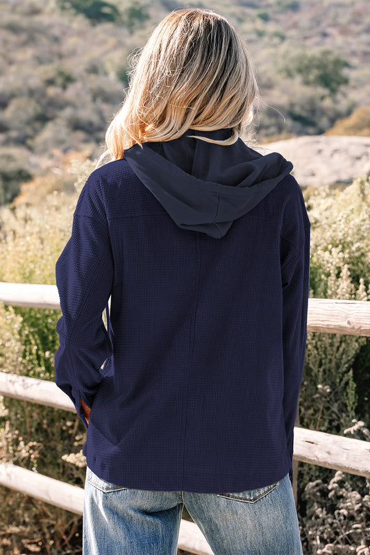 Sail Blue 2 in 1 Thermal Knit Textured Hooded Jacket