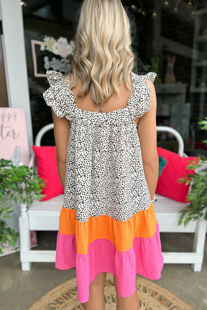 Blusa de guepardo con cuello con volantes y mangas 3/4 de color caqui 