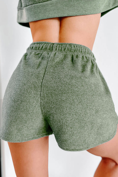 Conjunto de pantalón corto y jersey corto de dos piezas de forro polar verde 