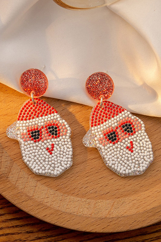 White Santa Claus Acrylic Earrings