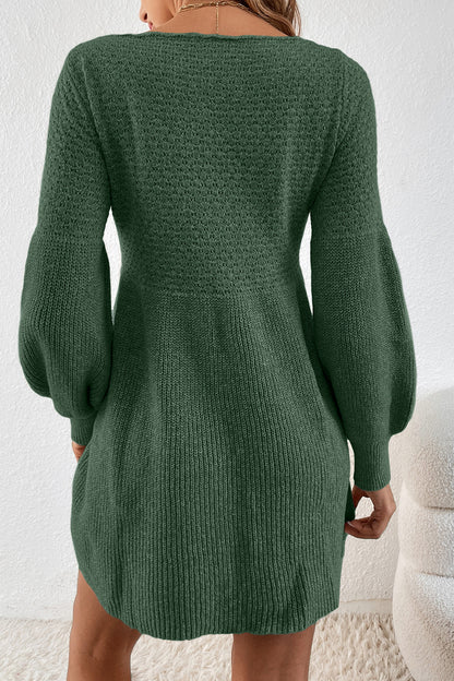 empire waist sweater dress Mist Green Lantern Sleeve Sweater Dress | Cozy Empire Waist Knit