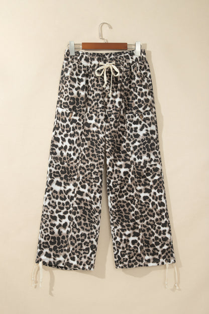 Black Leopard Print Drawstring Jogger Jeans