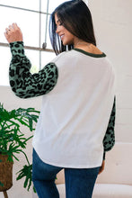 White Leopard Colorblock Patchwork Knit Top