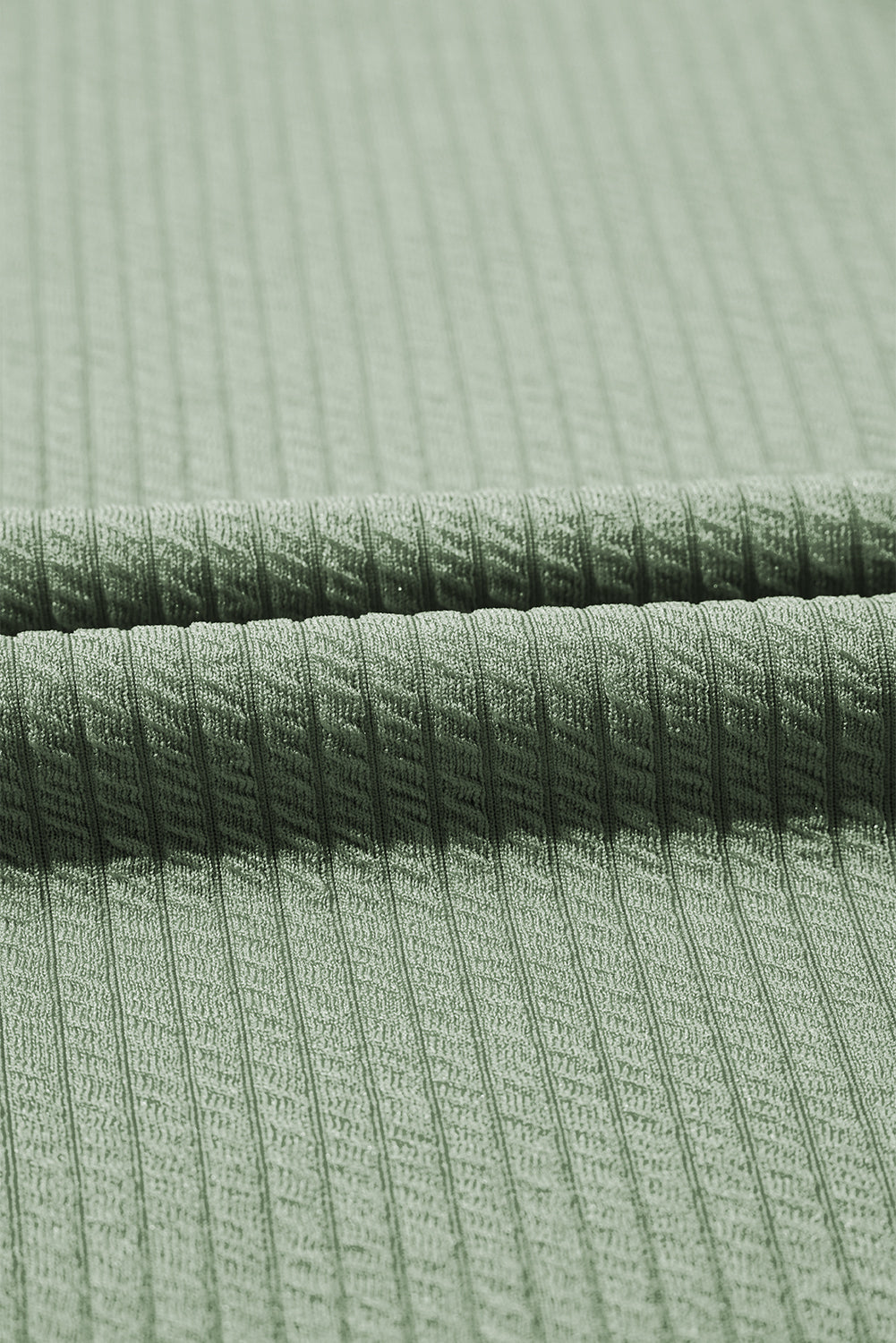 Clearly Aqua Solid Color Corded Drop Shoulder Long Sleeve Top