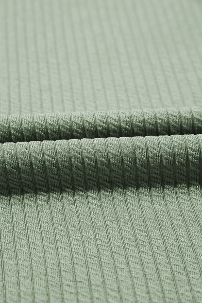 Clearly Aqua Solid Color Corded Drop Shoulder Long Sleeve Top