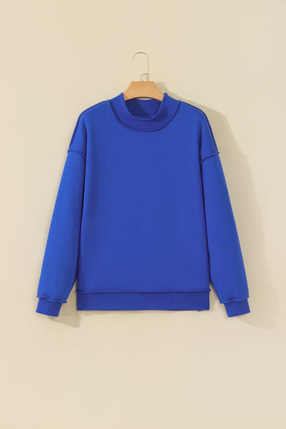 Bluing Oversize Drop Shoulder Reversible Mock Neck Sweatshirt