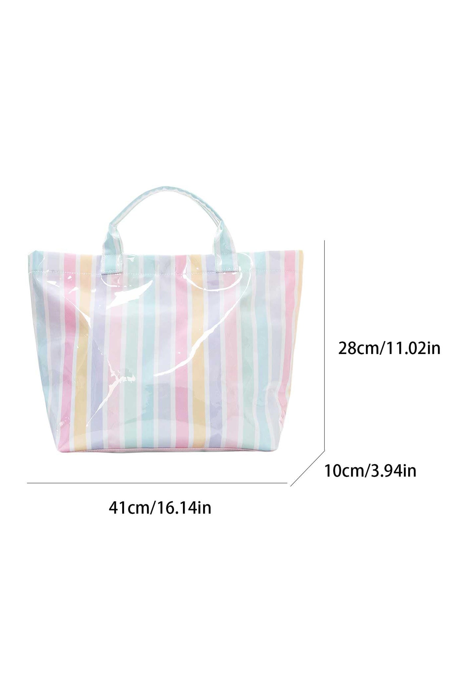 Red Glossy Striped Vinyl Large Tote Bag