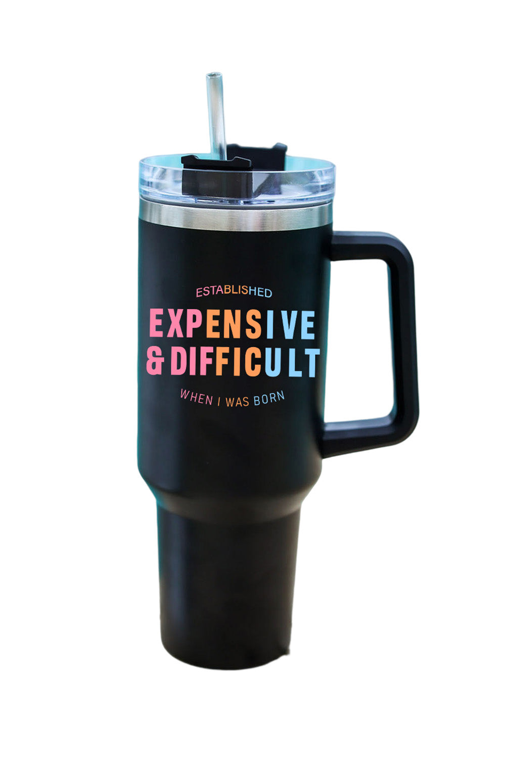 Tasse isotherme en acier inoxydable à imprimé léopard Mama avec poignée 40 oz